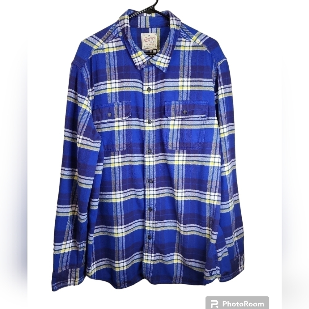 Heritage American Eagle XXL_TTG Shacket Flannel Shirt blue/white/yellow - Picture 4 of 16